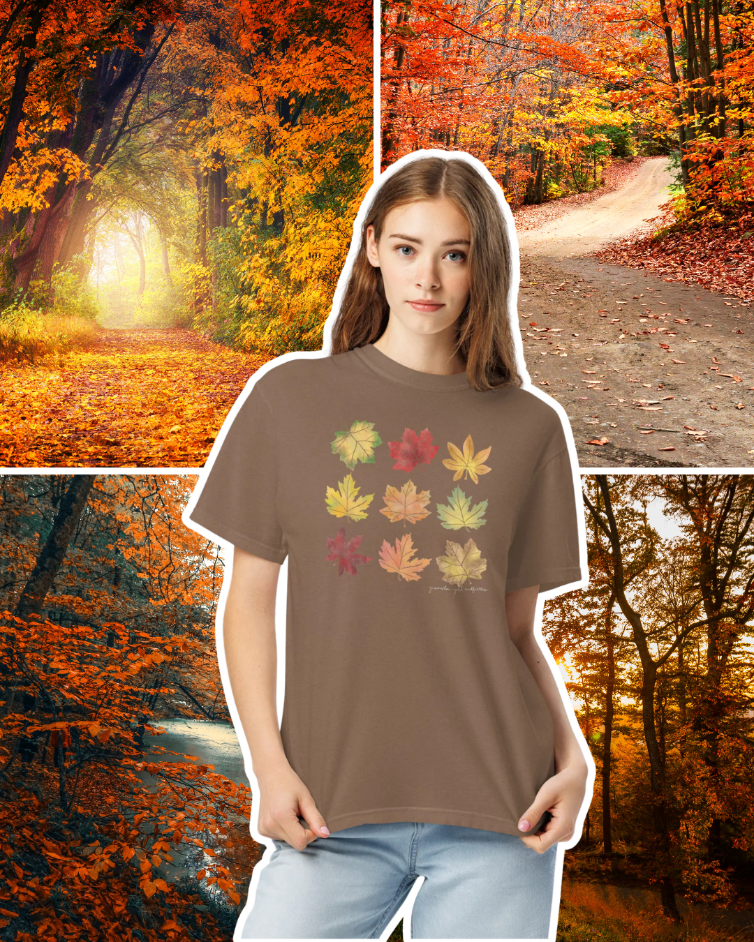 Fall Leaves T-Shirt- Espresso Brown