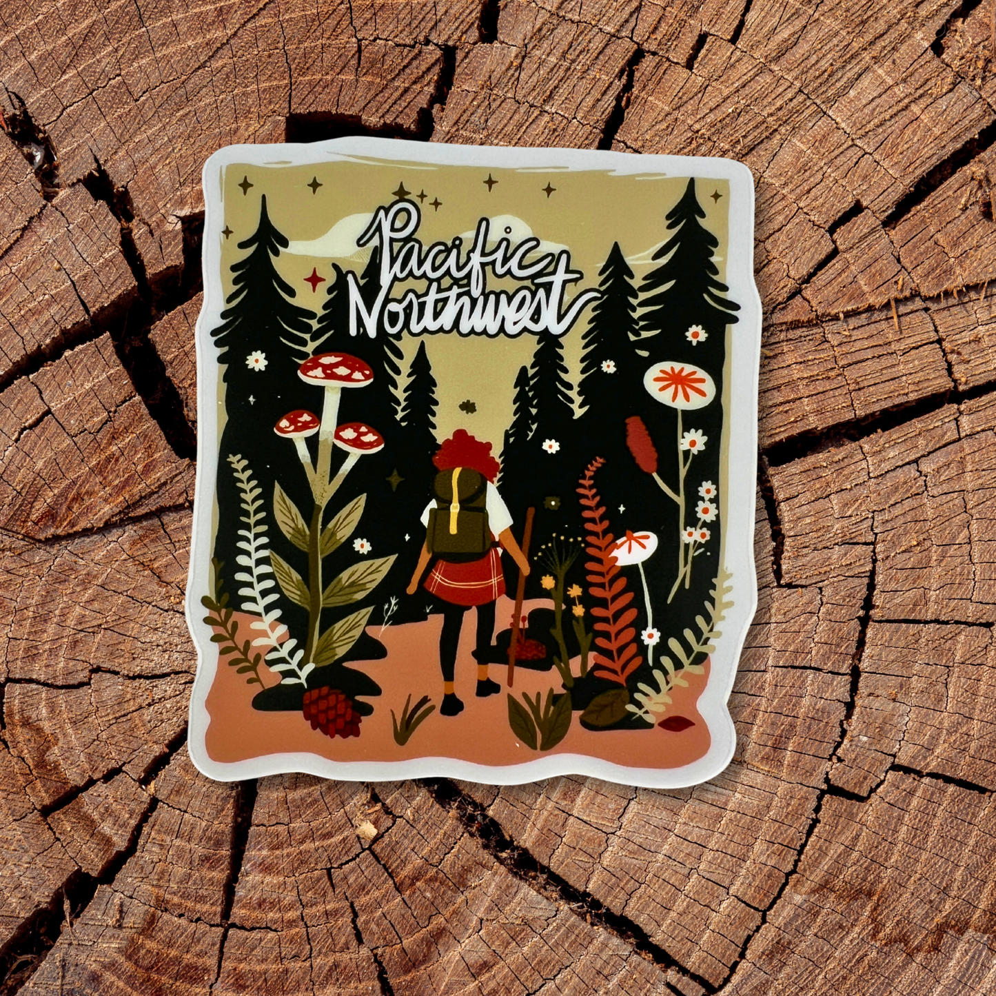 PNW Explorer Sticker- Weather Resistant Nature Art