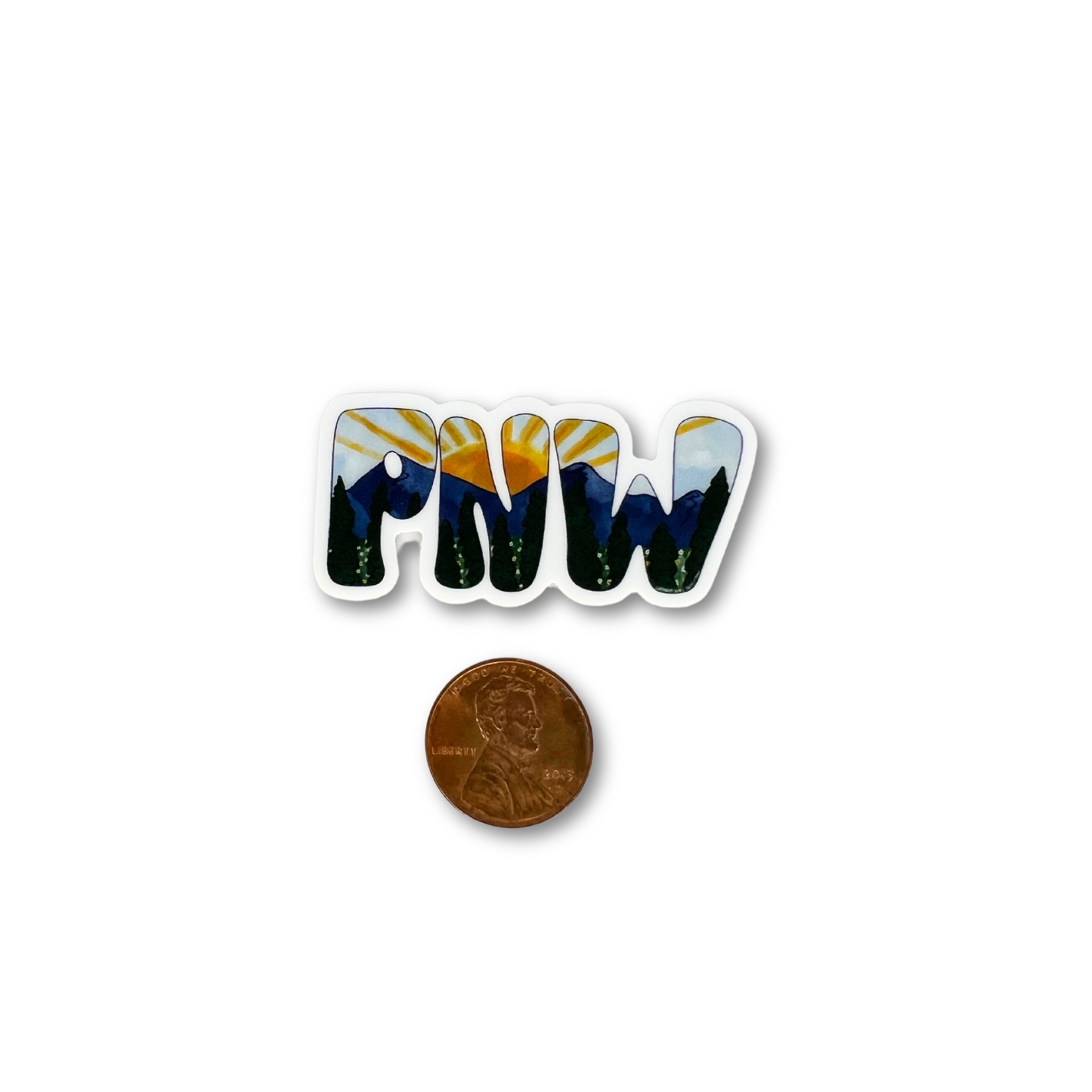 PNW Mountains Mini Sticker- Durable Vinyl Nature Art