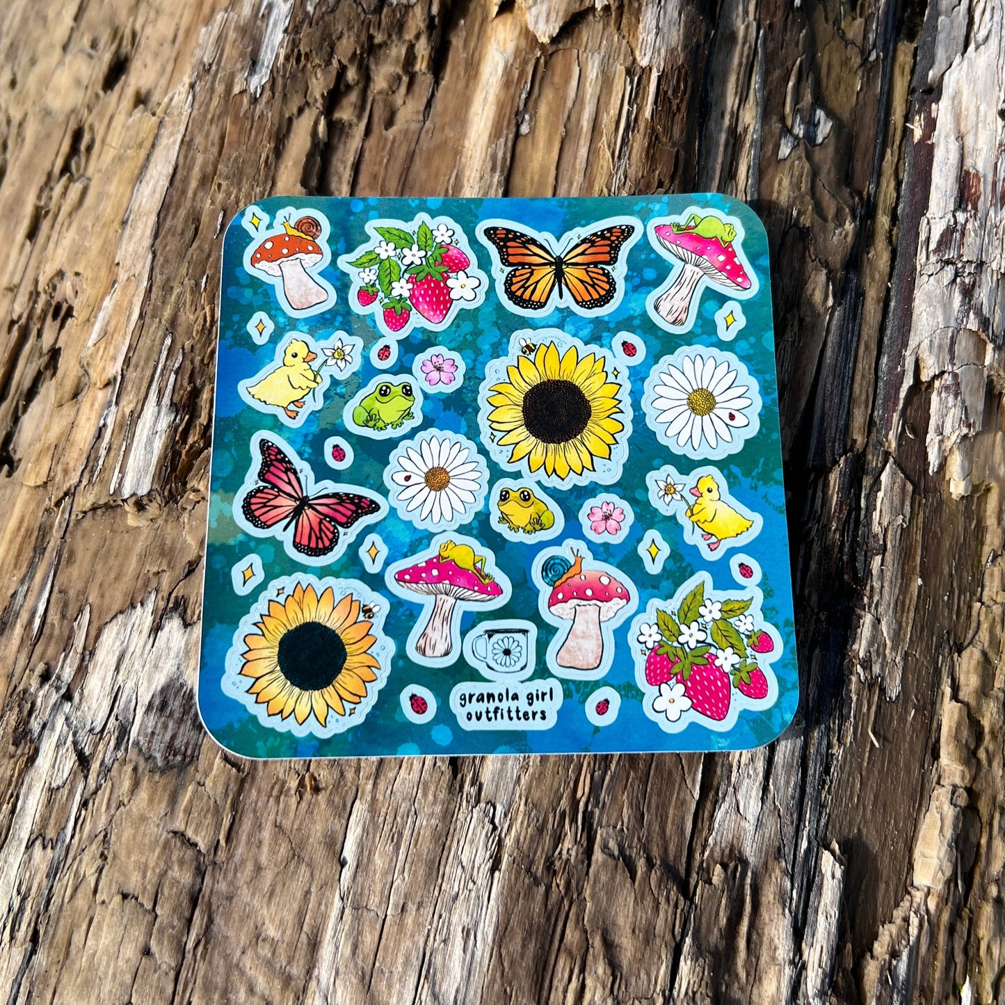 Garden Friends Sticker Sheet- Hand Drawn Durable Nature Art