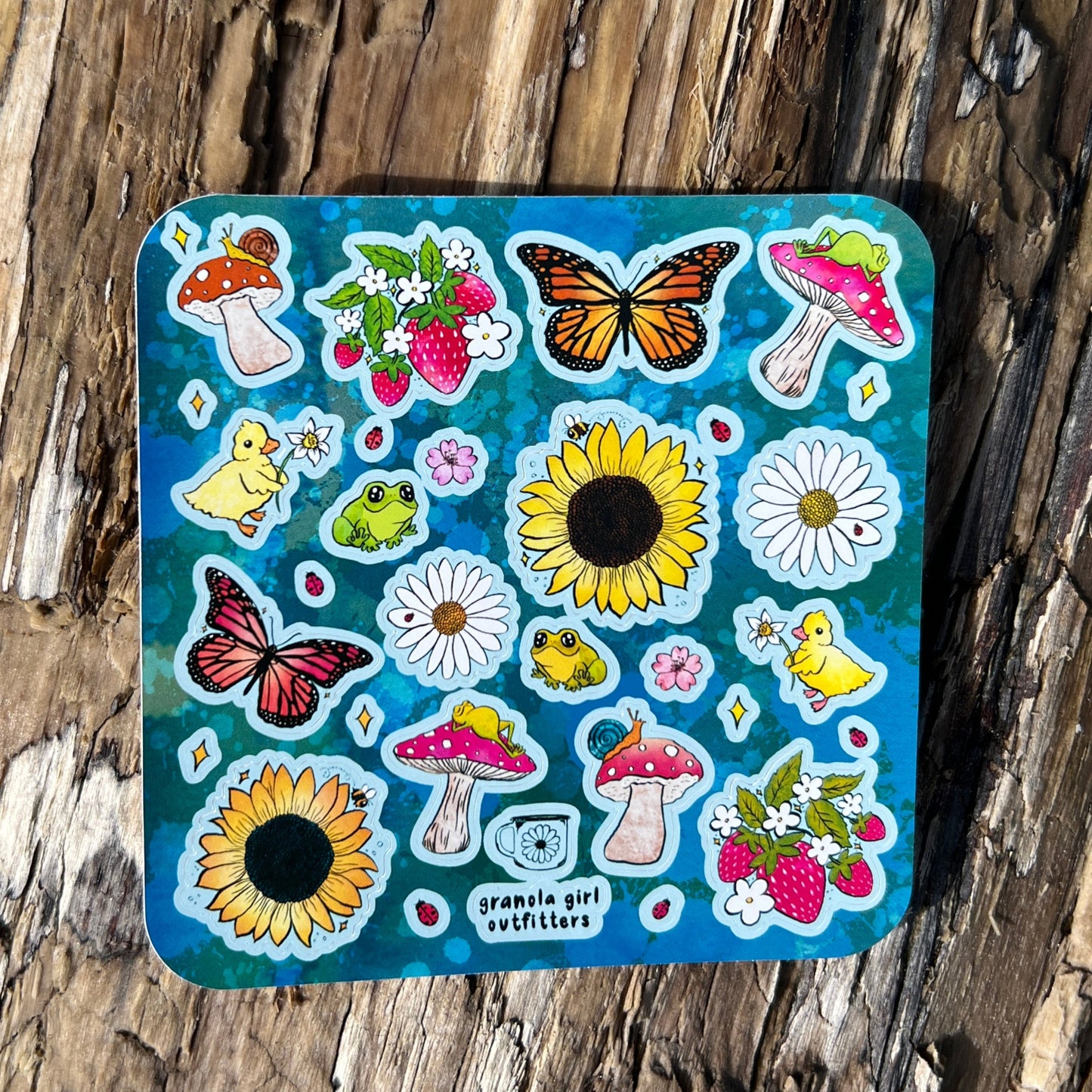 Garden Friends Sticker Sheet- Hand Drawn Durable Nature Art