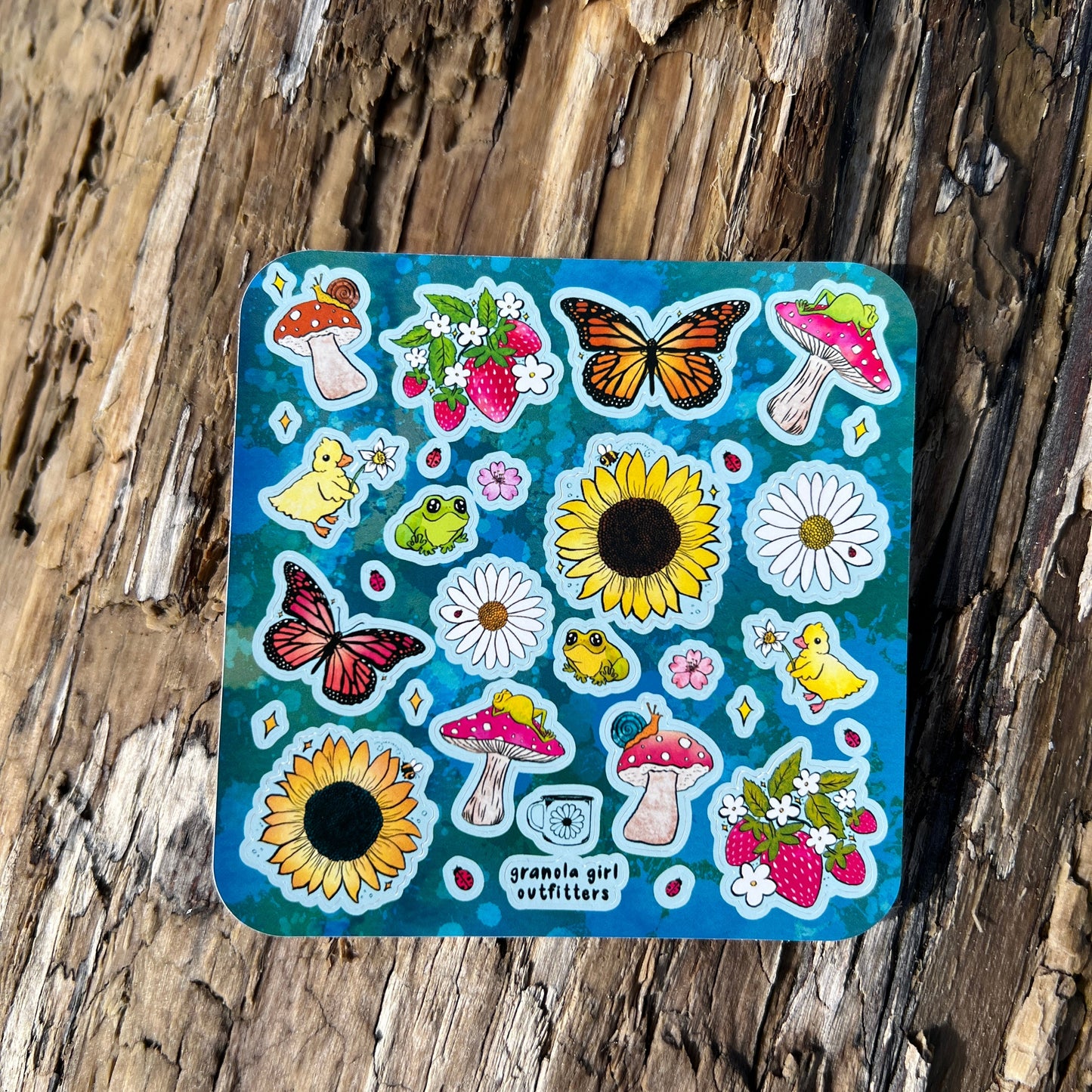 Garden Friends Sticker Sheet- Hand Drawn Durable Nature Art