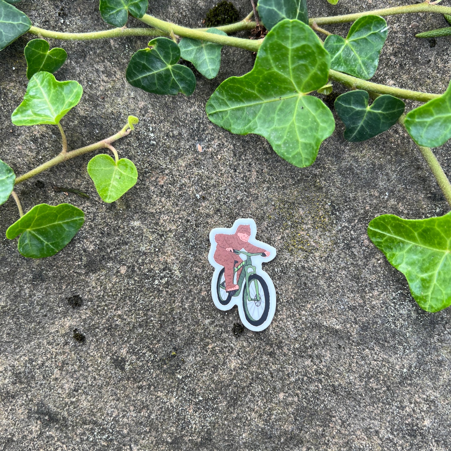 Big Foot Mountain Biker Mini Sticker- Durable Nature Art