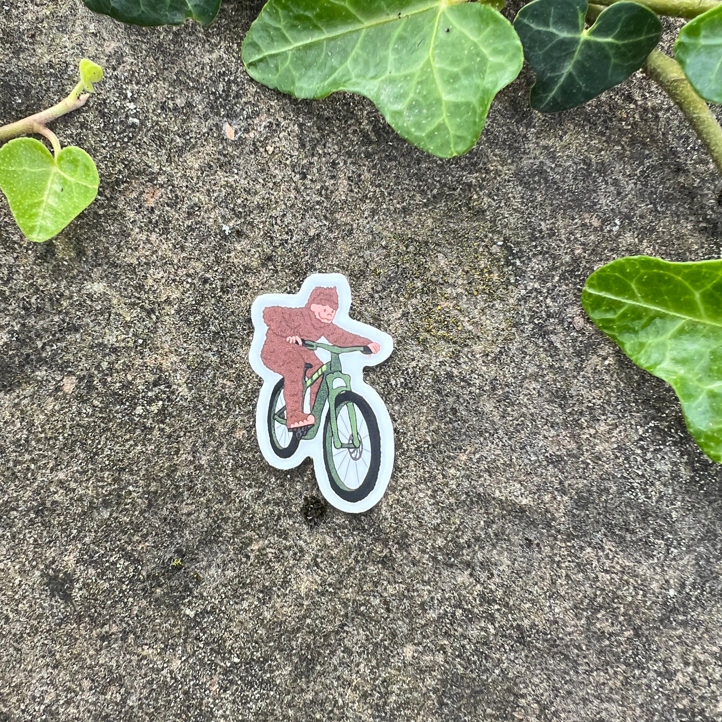 Big Foot Mountain Biker Mini Sticker- Durable Nature Art