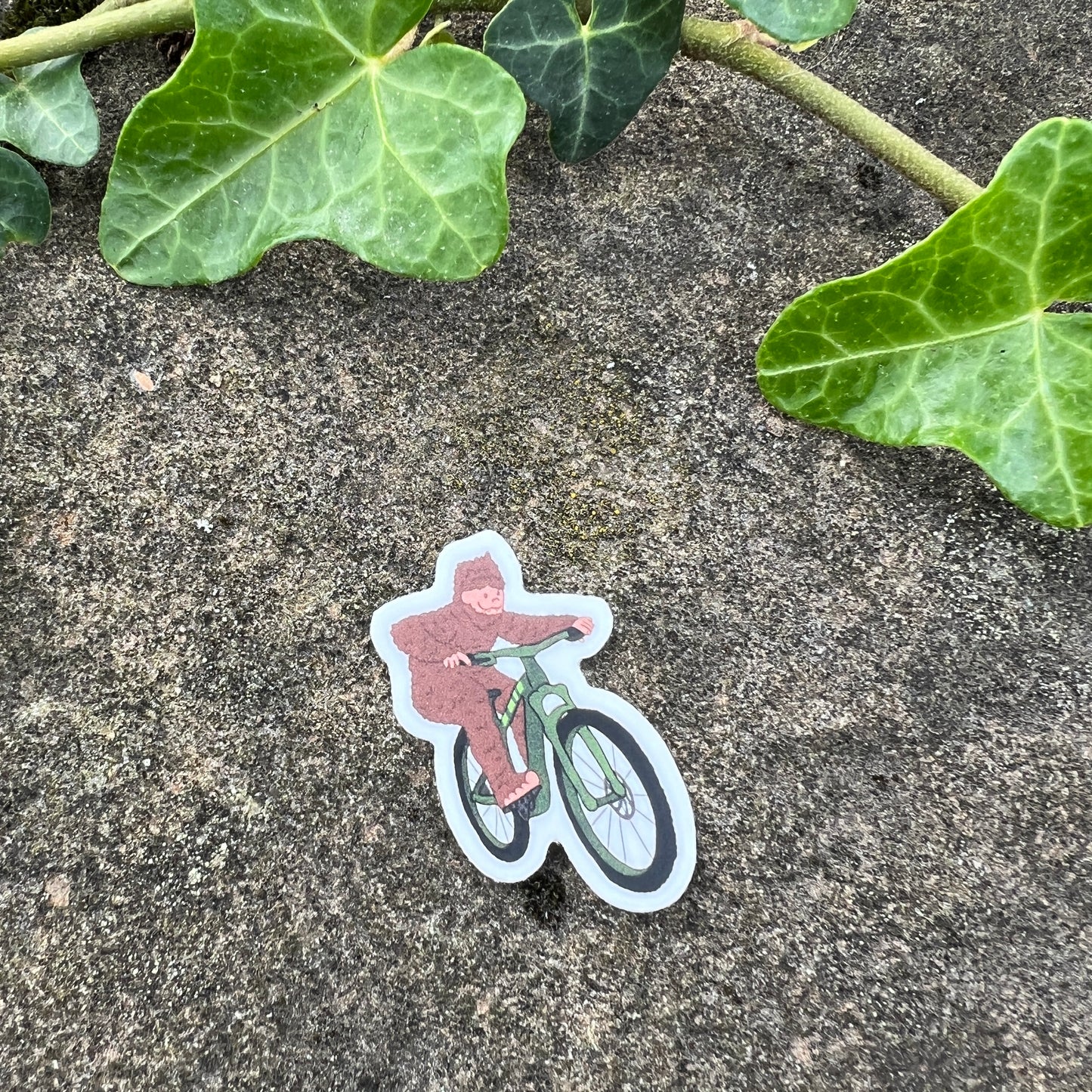 Big Foot Mountain Biker Mini Sticker- Durable Nature Art