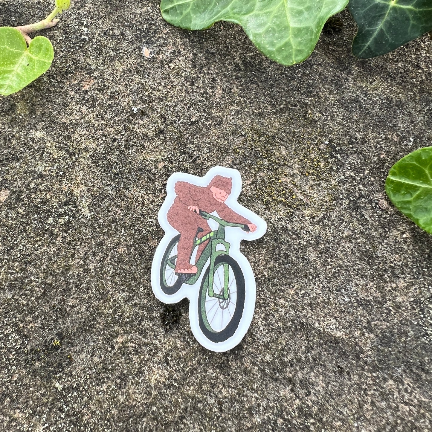 Big Foot Mountain Biker Mini Sticker- Durable Nature Art