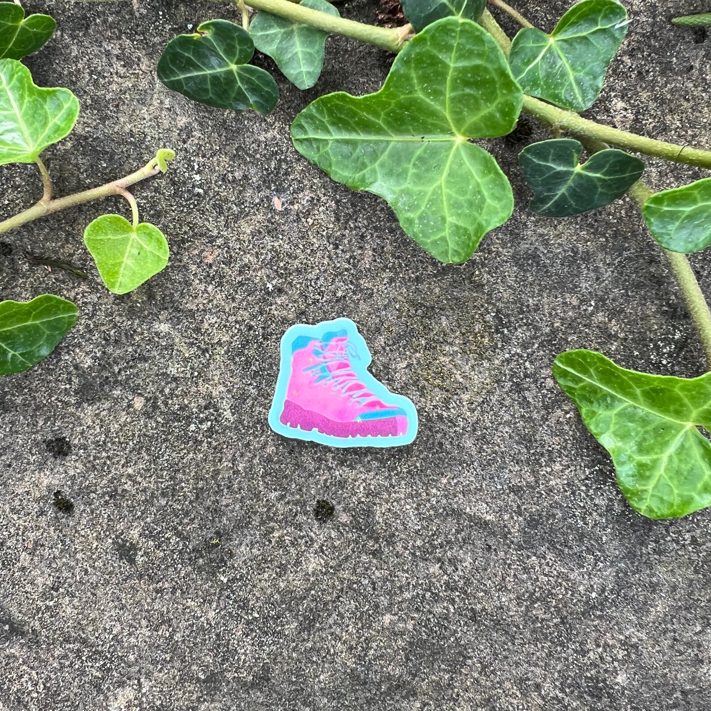 Pink Hiking Boot Mini Sticker- Durable, Weatherproof Nature Art