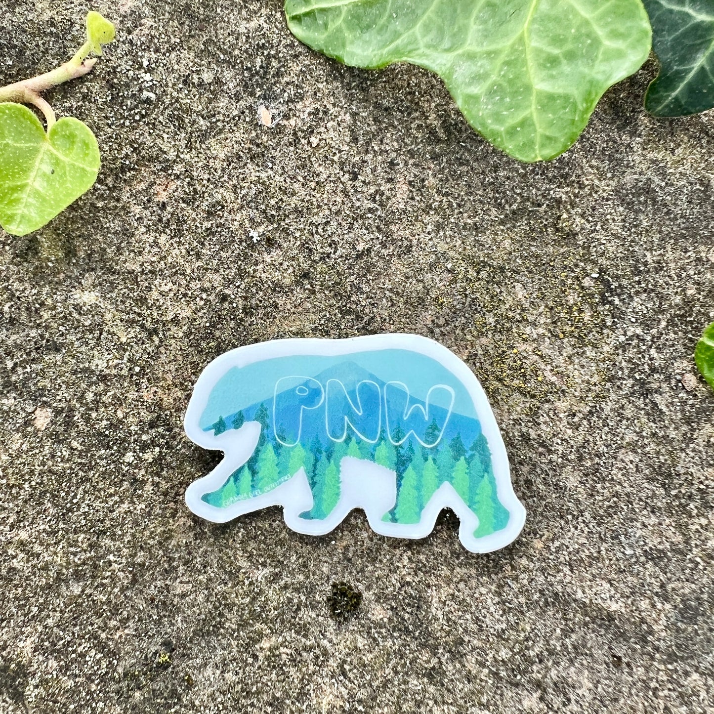 PNW Bear Mini Sticker- Durable Vinyl Nature Art