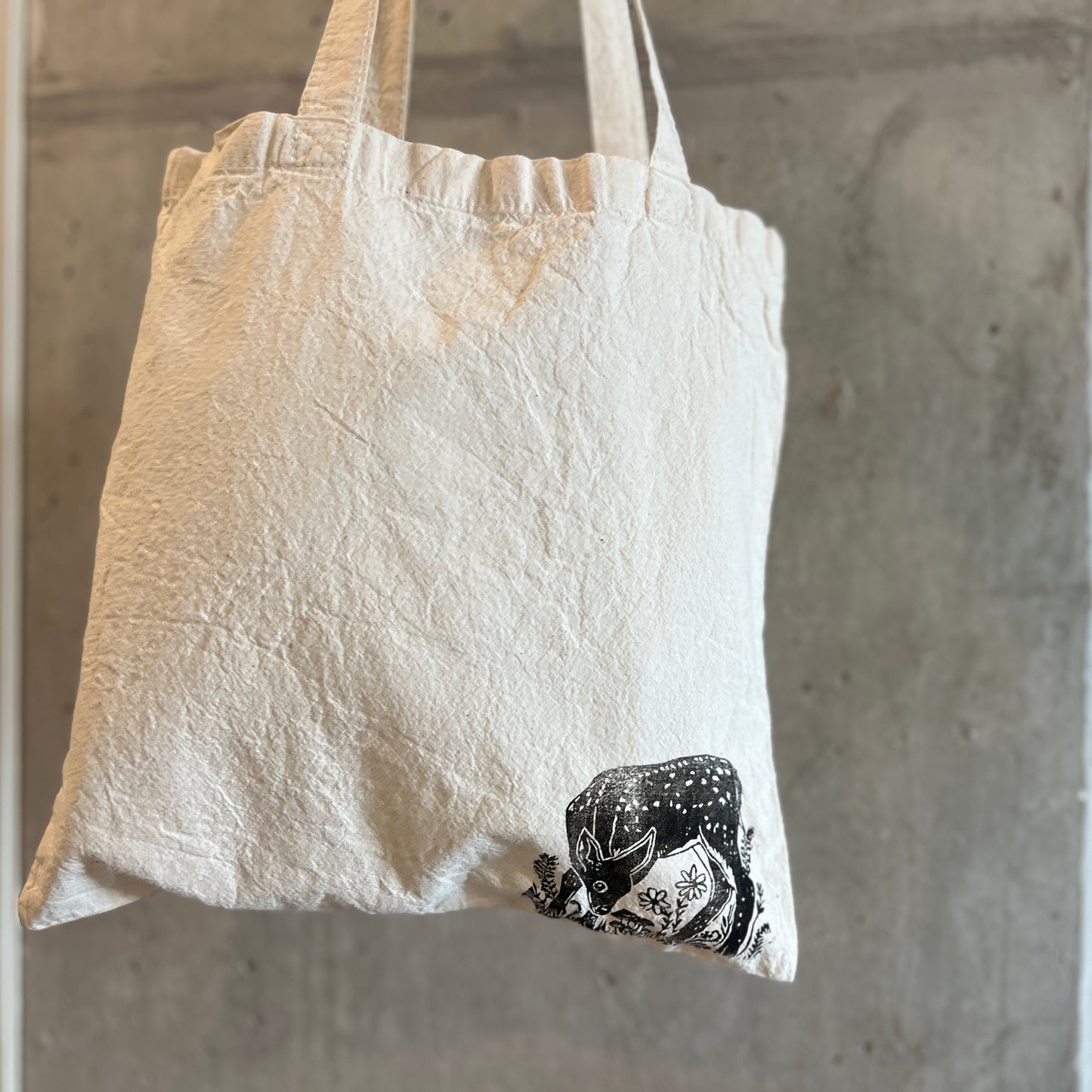 Hand-Stamped Fawn Corner Tote – Lightweight Cotton Canvas- Limited Edition |#2