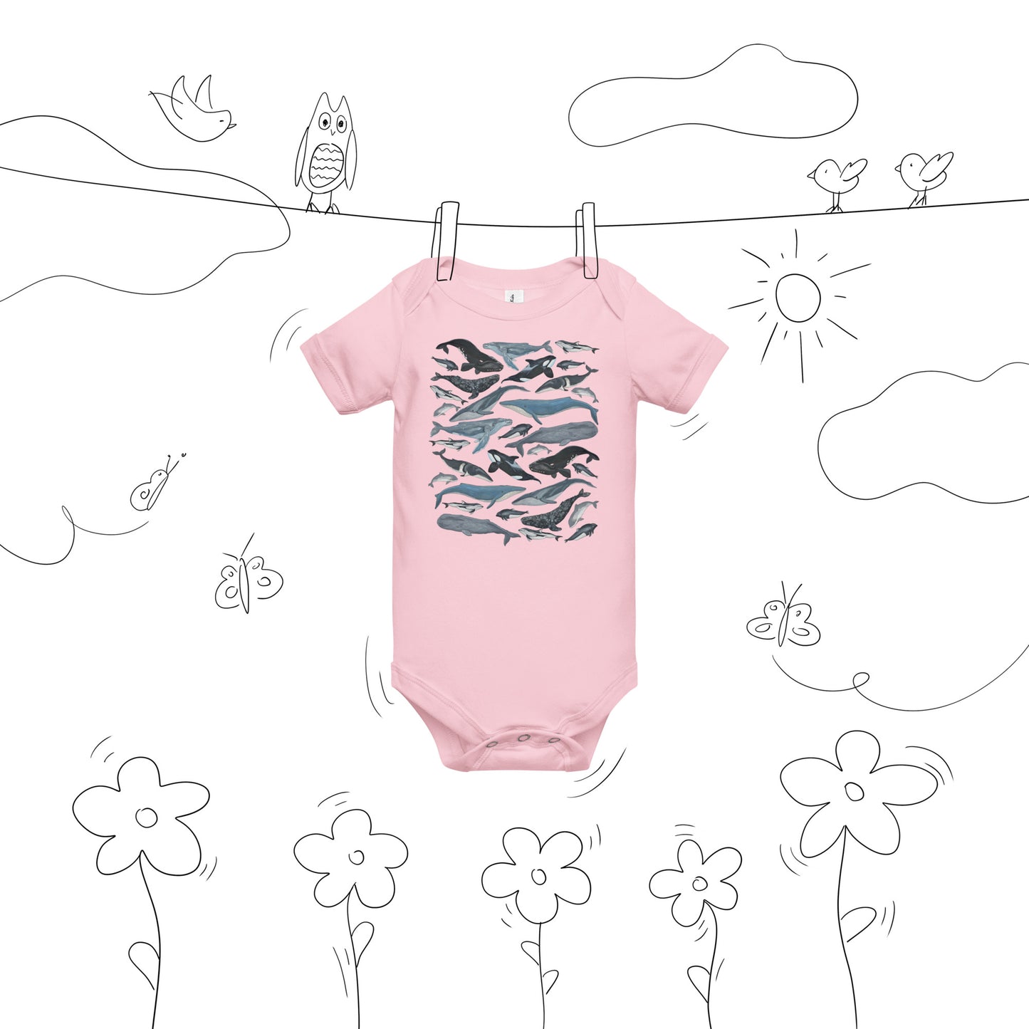 Lil' Granola Girl PNW Whales Onesie