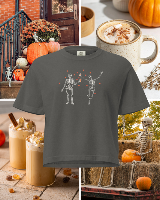 Pumpkin Spice for Life Skeletons Boxy T-Shirt