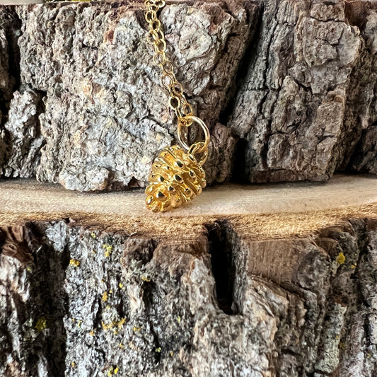 Mini Pinecone Necklace- 18K Gold Vermeil (Made to Order)