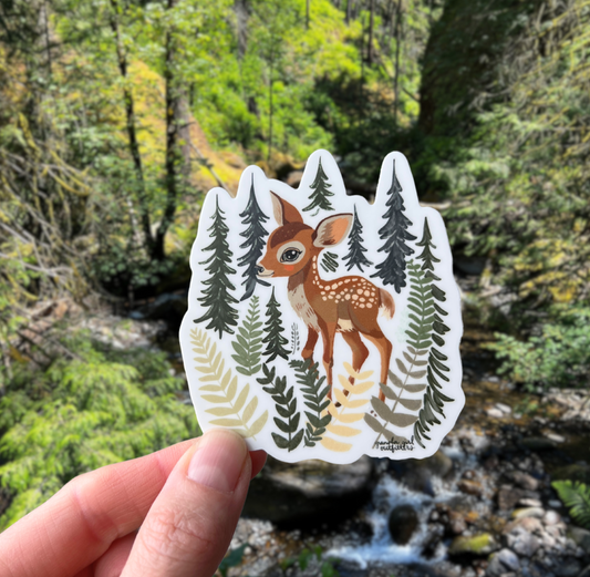 Forest Fawn Sticker- Durable Vinyl Nature Art