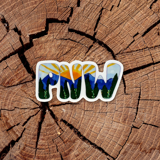 PNW Mountains Mini Sticker- Durable Vinyl Nature Art