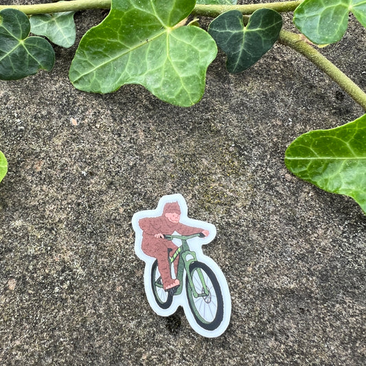 Big Foot Mountain Biker Mini Sticker- Durable Nature Art