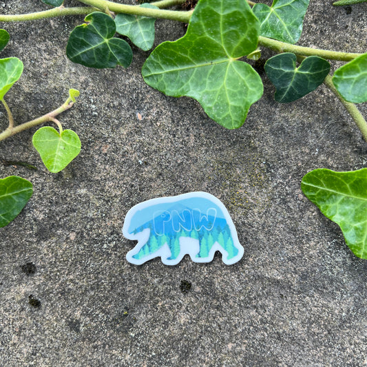 PNW Bear Mini Sticker- Durable Vinyl Nature Art