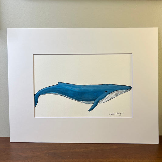 Signed "Blue Whale" Original Gouache Painting #6/9