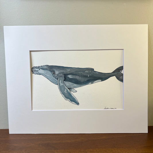 Signed "Humpback Whale" Original Gouache Painting #1/9