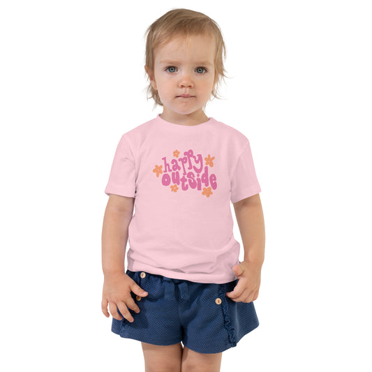 Mini Granola Girl Happy Outside Toddler Tee